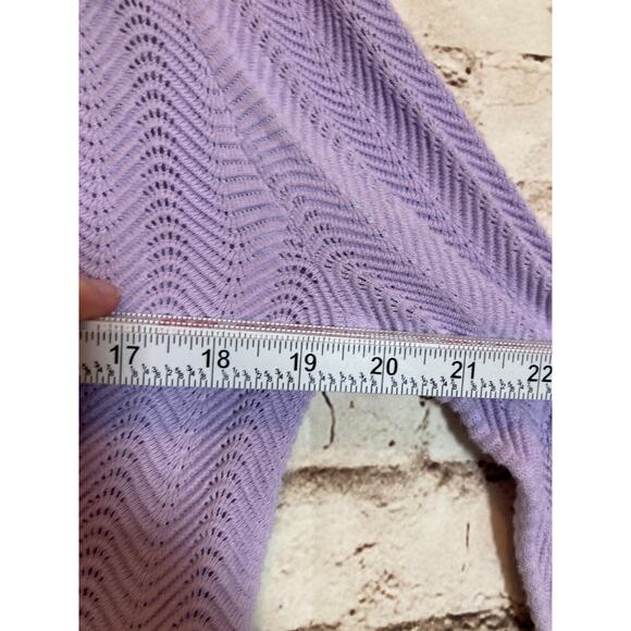 Burgess Pointelle Lavender Cardigan Women Large Silk Blend Beachy Coquette - Picture 7 of 12